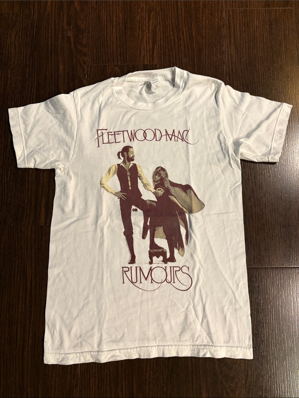Tultex White Graphic Crewneck Tee with Burgundy Print